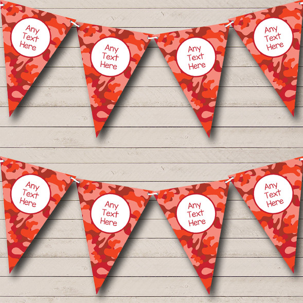 Red Orange Camouflage Custom Personalised Birthday Party Flag Banner Bunting