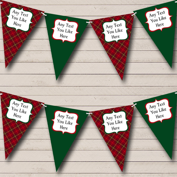 Red And Green Tartan Custom Personalised Birthday Party Flag Banner Bunting