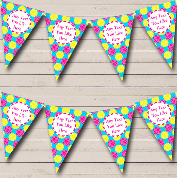 Pink Yellow Blue Bright Custom Personalised Birthday Party Flag Banner Bunting