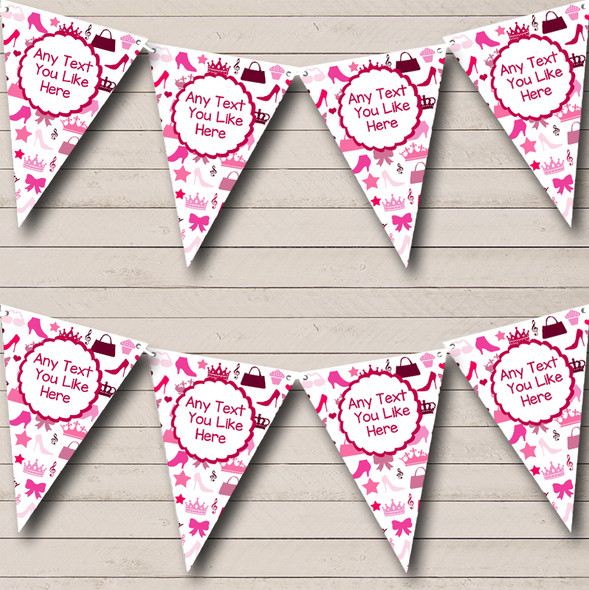 Pink Girls Handbags Shoes Princess Custom Personalised Birthday Party Flag Banner Bunting