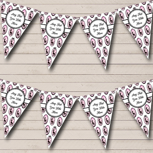Pink Black And White Paris Poodle Custom Personalised Birthday Party Flag Banner Bunting