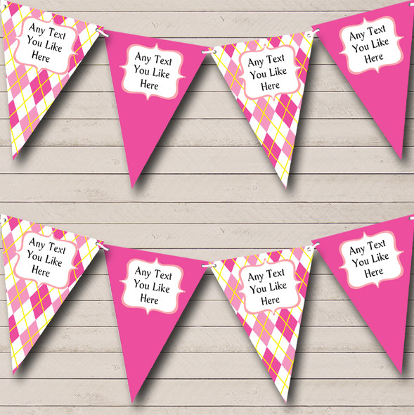 Pink And Diamonds Custom Personalised Birthday Party Flag Banner Bunting