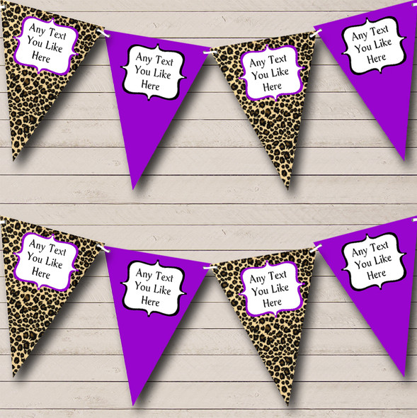Leopard Print And Purple Custom Personalised Birthday Party Flag Banner Bunting
