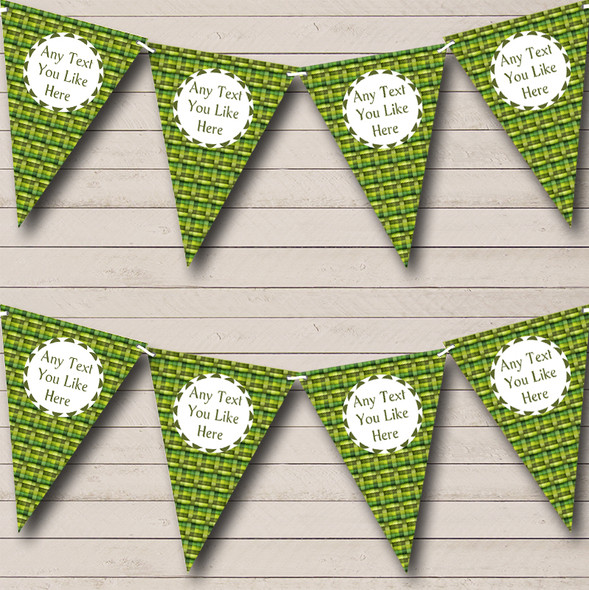 Green Shades Retro Squares Custom Personalised Birthday Party Flag Banner Bunting