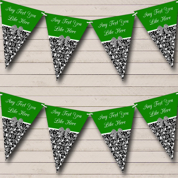 Green Damask Shabby Chic Vintage Custom Personalised Birthday Party Flag Banner Bunting