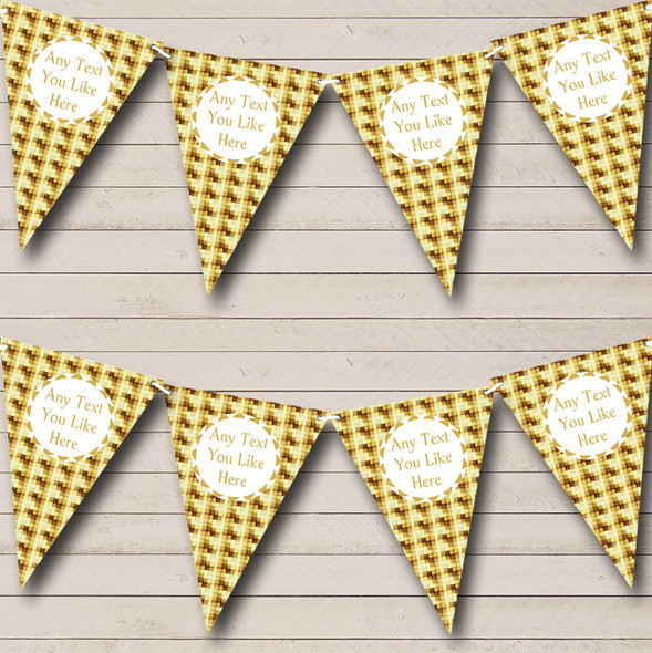 Golden Yellow Squares Retro Custom Personalised Birthday Party Flag Banner Bunting