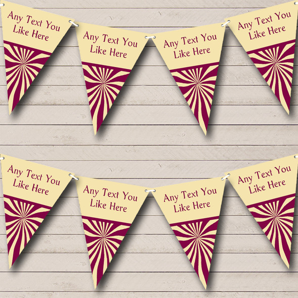 Funky Retro Purple And Cream Custom Personalised Birthday Party Flag Banner Bunting
