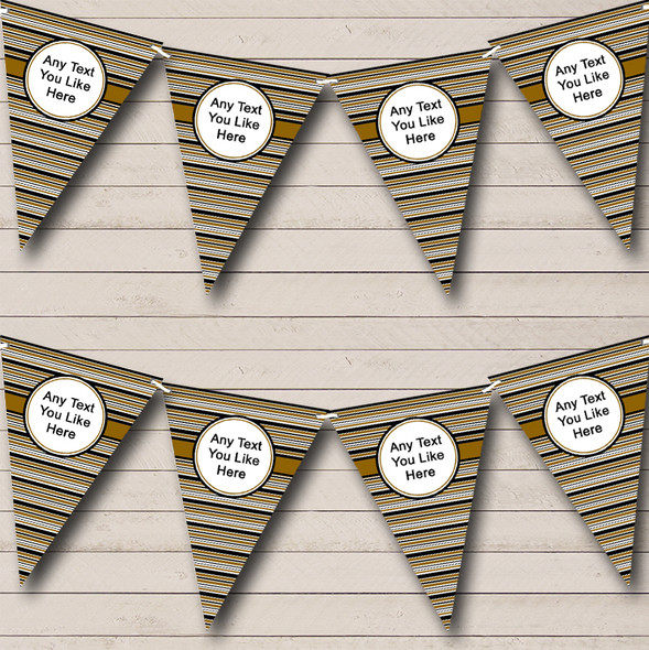 Brown White And Black Stripes Custom Personalised Birthday Party Flag Banner Bunting