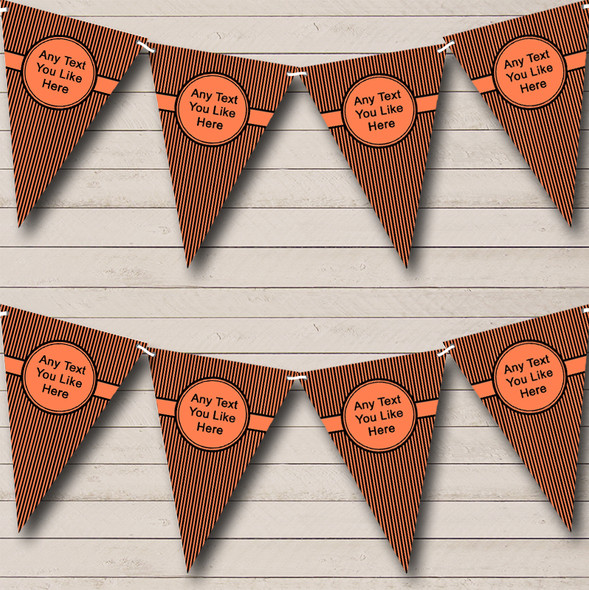 Bright Coral And Black Stripes Custom Personalised Birthday Party Flag Banner Bunting