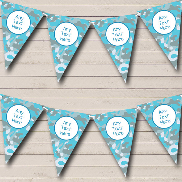 Blue Grey Camouflage Custom Personalised Birthday Party Flag Banner Bunting