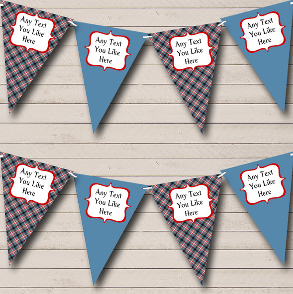 Blue And Red Tartan Custom Personalised Birthday Party Flag Banner Bunting