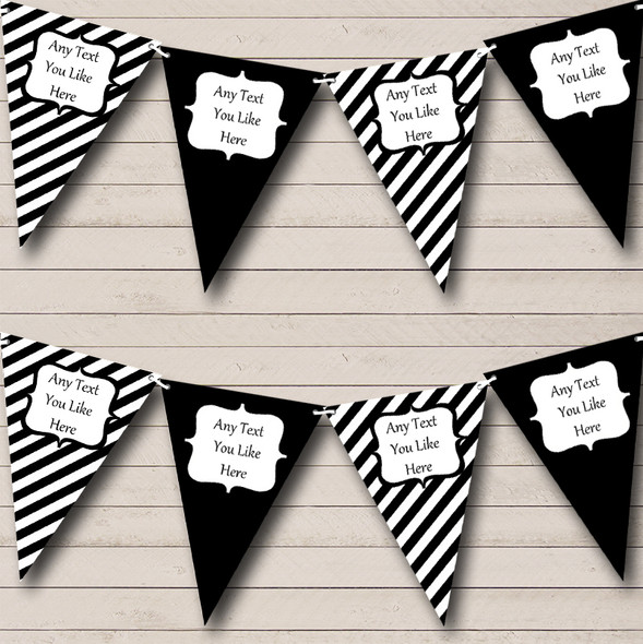 Black And White Stripes Custom Personalised Birthday Party Flag Banner Bunting