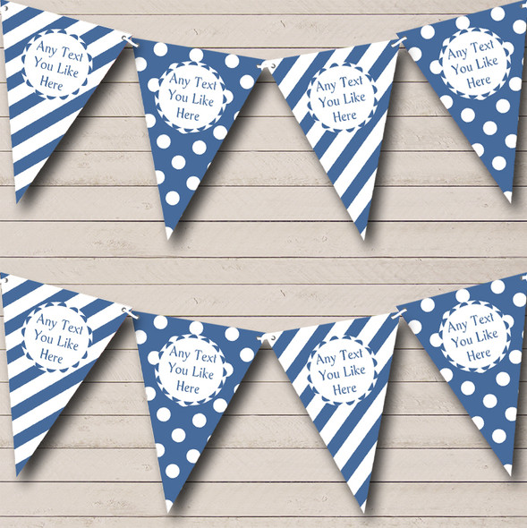 Big Spots And Stripes Blue Custom Personalised Birthday Party Flag Banner Bunting