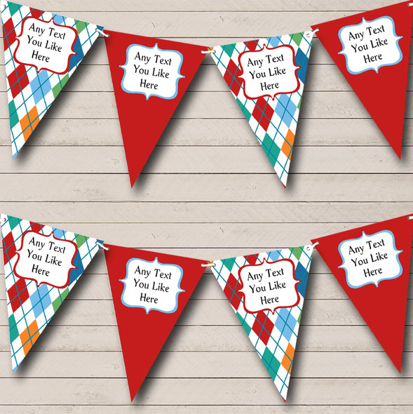 Red Blue Green Diamonds Custom Personalised Carnival Fete Street Party Flag Banner Bunting