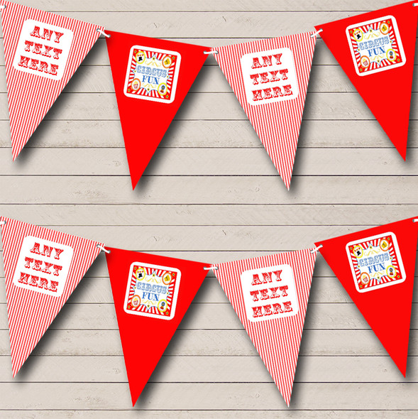Red And White Circus Stripes  Custom Personalised Carnival Fete Street Party Flag Banner Bunting