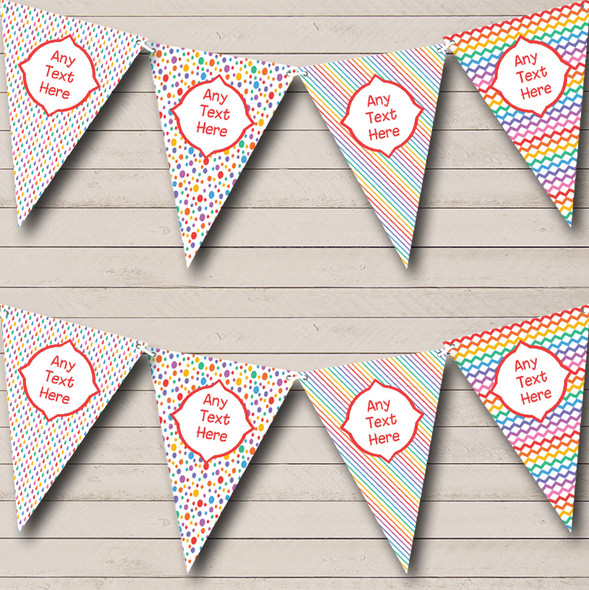 Rainbow Colours Custom Personalised Carnival Fete Street Party Flag Banner Bunting