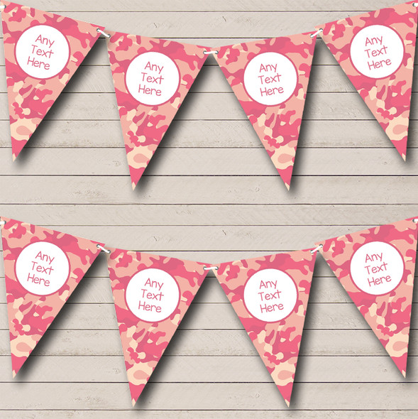 Pink Peach Camouflage Custom Personalised Carnival Fete Street Party Flag Banner Bunting