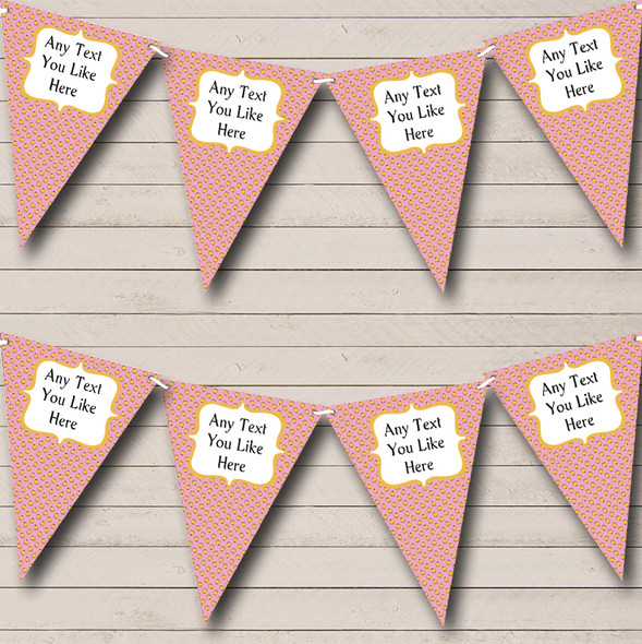Yellow & Pink Cupcakes Custom Personalised Children's Birthday Party Flag Banner Bunting