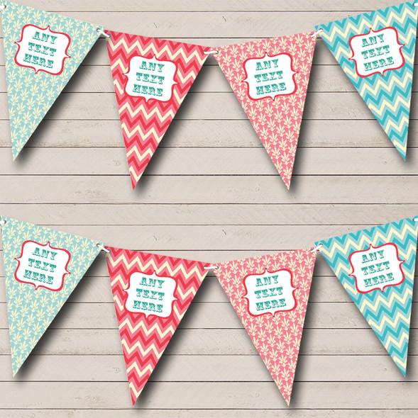 Vintage Damask Style Circus Custom Personalised Children's Birthday Party Flag Banner Bunting