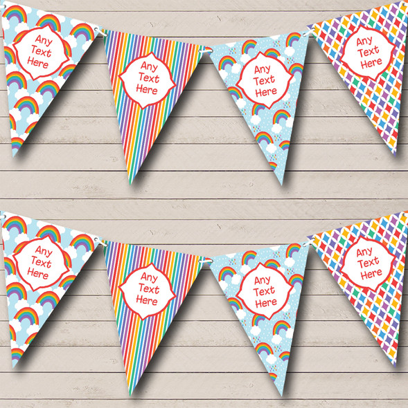 Rainbow Bright Custom Personalised Children's Birthday Party Flag Banner Bunting