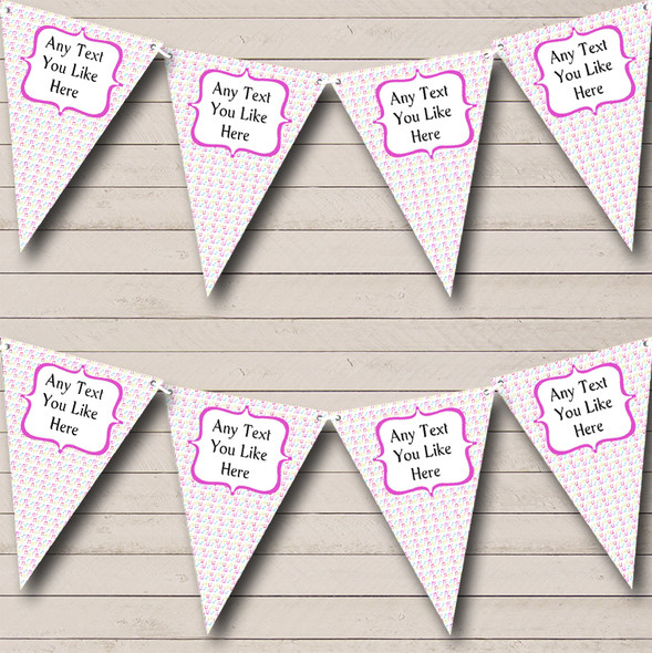 Pink Flag Banner Bunting Music Notes Custom Personalised Children's Birthday Party Flag Banner Bunting