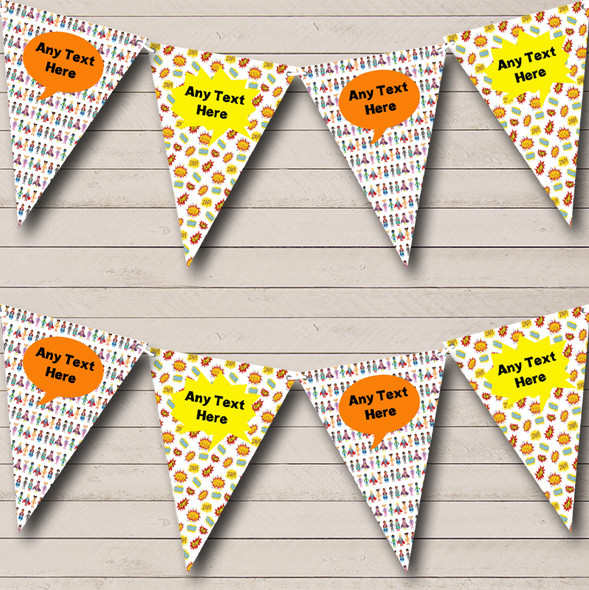 Comic Superheroes Custom Personalised Children's Birthday Party Flag Banner Bunting