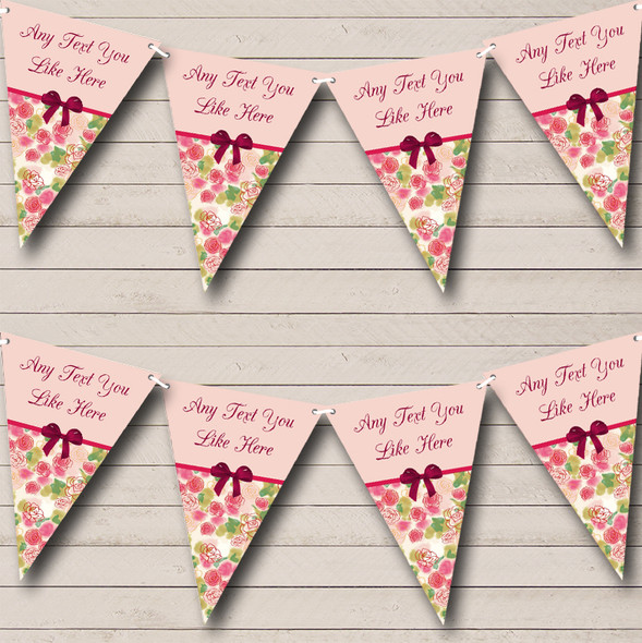 Peach Pink Shabby Chic Vintage Custom Personalised Christening Baptism Flag Banner Bunting