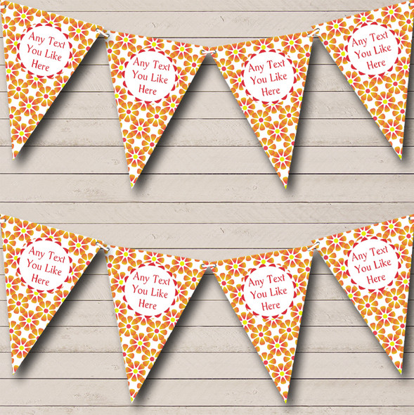 Orange Coral Flowers Bright Custom Personalised Christening Baptism Flag Banner Bunting