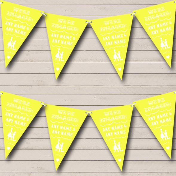 Vintage Text Engagement Yellow Custom Personalised Engagement Party Flag Banner Bunting