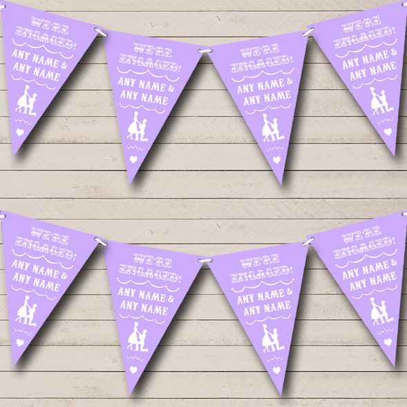 Vintage Text Engagement Lilac Purple Custom Personalised Engagement Party Flag Banner Bunting
