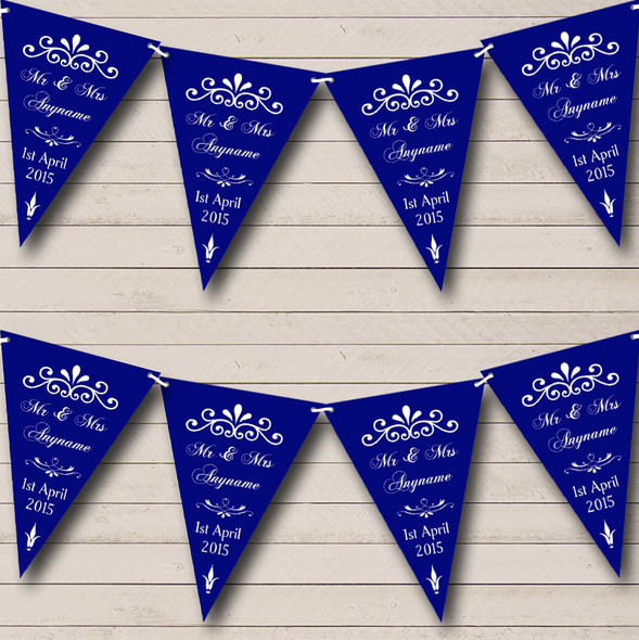 Vintage Regal Engagement Navy Blue Custom Personalised Engagement Party Flag Banner Bunting