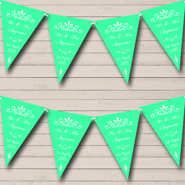 Vintage Regal Engagement Mint Green Custom Personalised Engagement Party Flag Banner Bunting