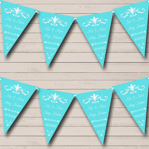 Regal Or Tiffany Blue Custom Personalised Engagement Party Flag Banner Bunting