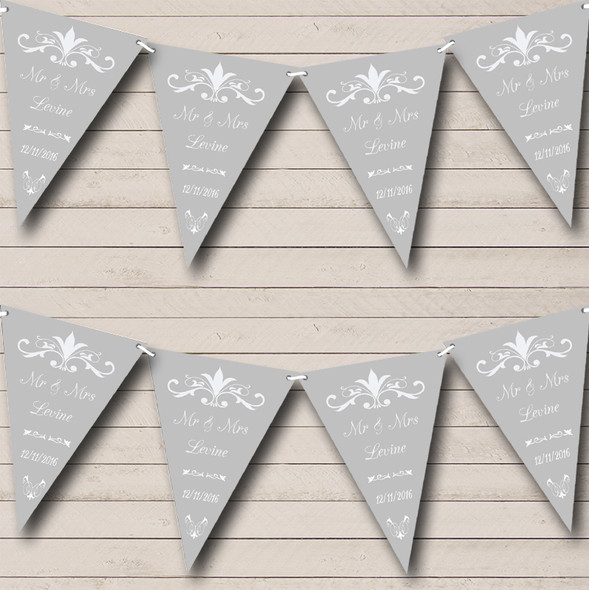 Regal Or Silver Grey Custom Personalised Engagement Party Flag Banner Bunting