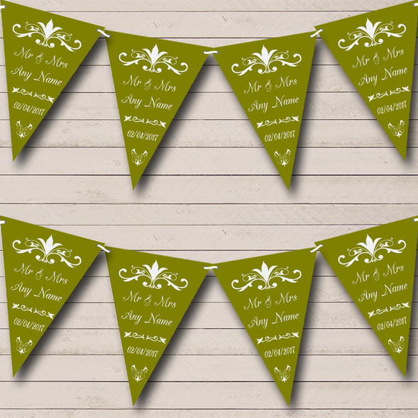 Regal Or Olive Green Custom Personalised Engagement Party Flag Banner Bunting