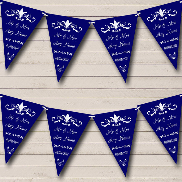Regal Or Navy Blue Custom Personalised Engagement Party Flag Banner Bunting