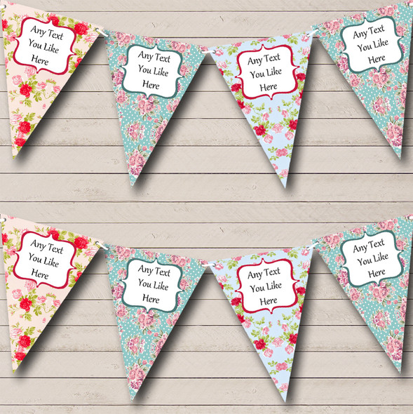 Floral Shabby Chic Custom Personalised Engagement Party Flag Banner Bunting