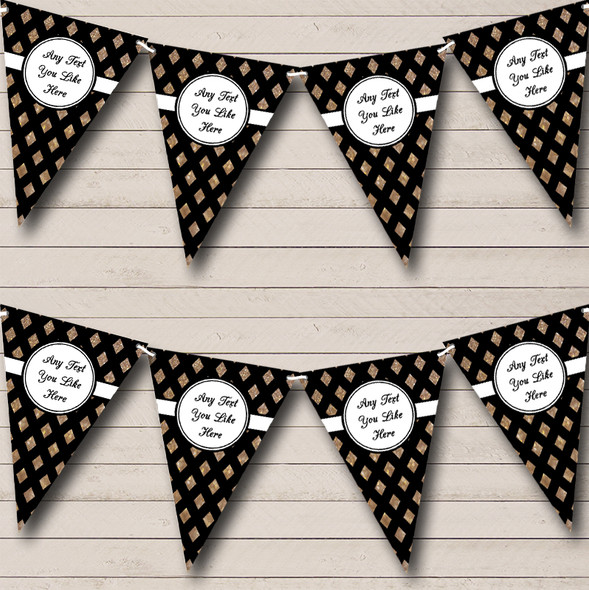 Black And Copper Gold Crosshatch Custom Personalised Engagement Party Flag Banner Bunting