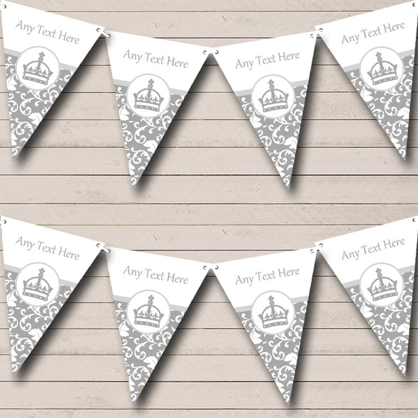 Silver Grey Princess Crown Custom Personalised Hen Do Night Party Flag Banner Bunting