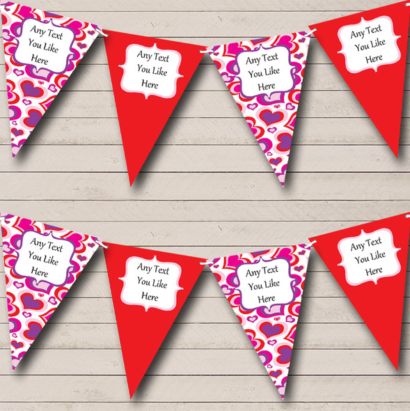Red Pink Love Hearts Custom Personalised Hen Do Night Party Flag Banner Bunting