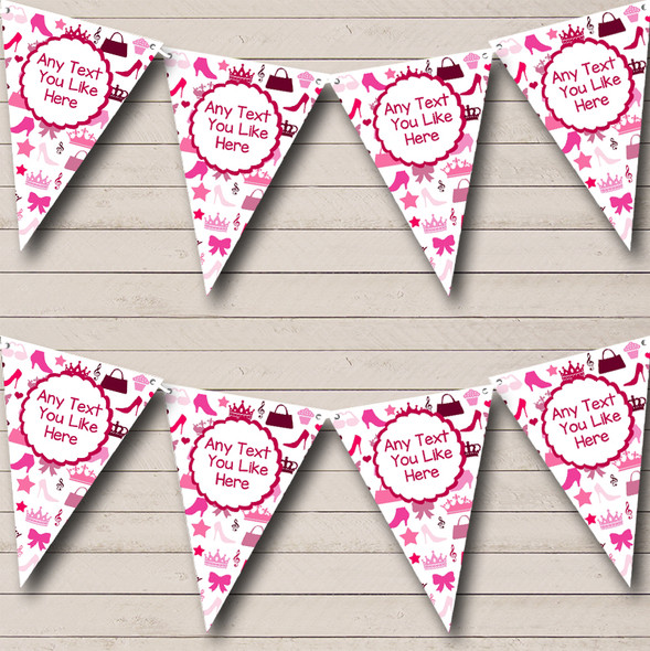 Pink Girls Handbags Shoes Princess Custom Personalised Hen Do Night Party Flag Banner Bunting