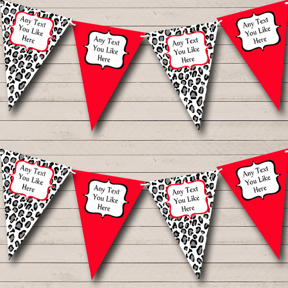 Black White & Red Animal Print Custom Personalised Hen Do Night Party Flag Banner Bunting