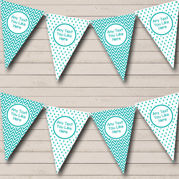Turquoise Polkadot And Chevron Welcome Home New Baby Flag Banner Bunting