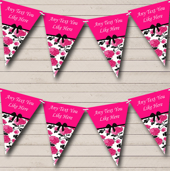 Shabby Chic Vintage Pink White Custom Personalised Retirement Party Flag Banner Bunting