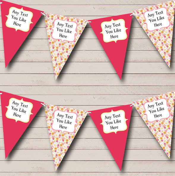 Shabby Chic Pink Yellow Custom Personalised Retirement Party Flag Banner Bunting