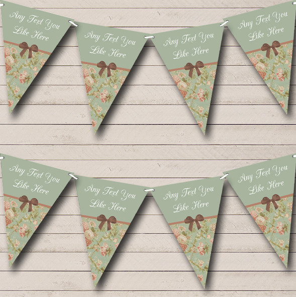 Green Shabby Chic Vintage Custom Personalised Retirement Party Flag Banner Bunting