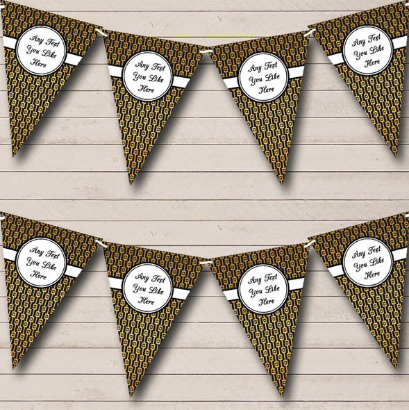 Gold And Black Patterned Custom Personalised Retirement Party Flag Banner Bunting