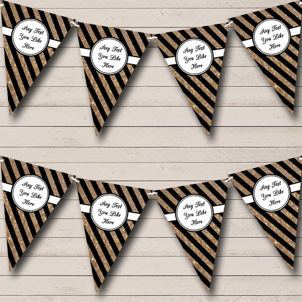 Black And Copper Gold Stripes Custom Personalised Retirement Party Flag Banner Bunting