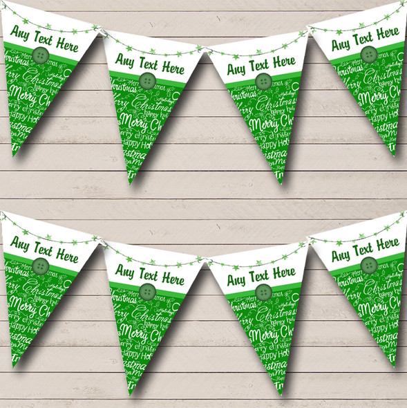 Xmas Script Green Custom Personalised Christmas Flag Banner Bunting