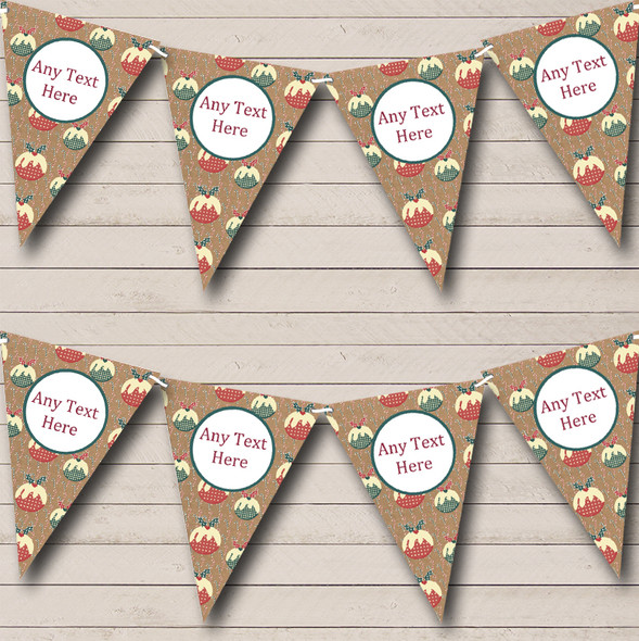 Xmas Puddings Custom Personalised Christmas Decoration Flag Banner Bunting